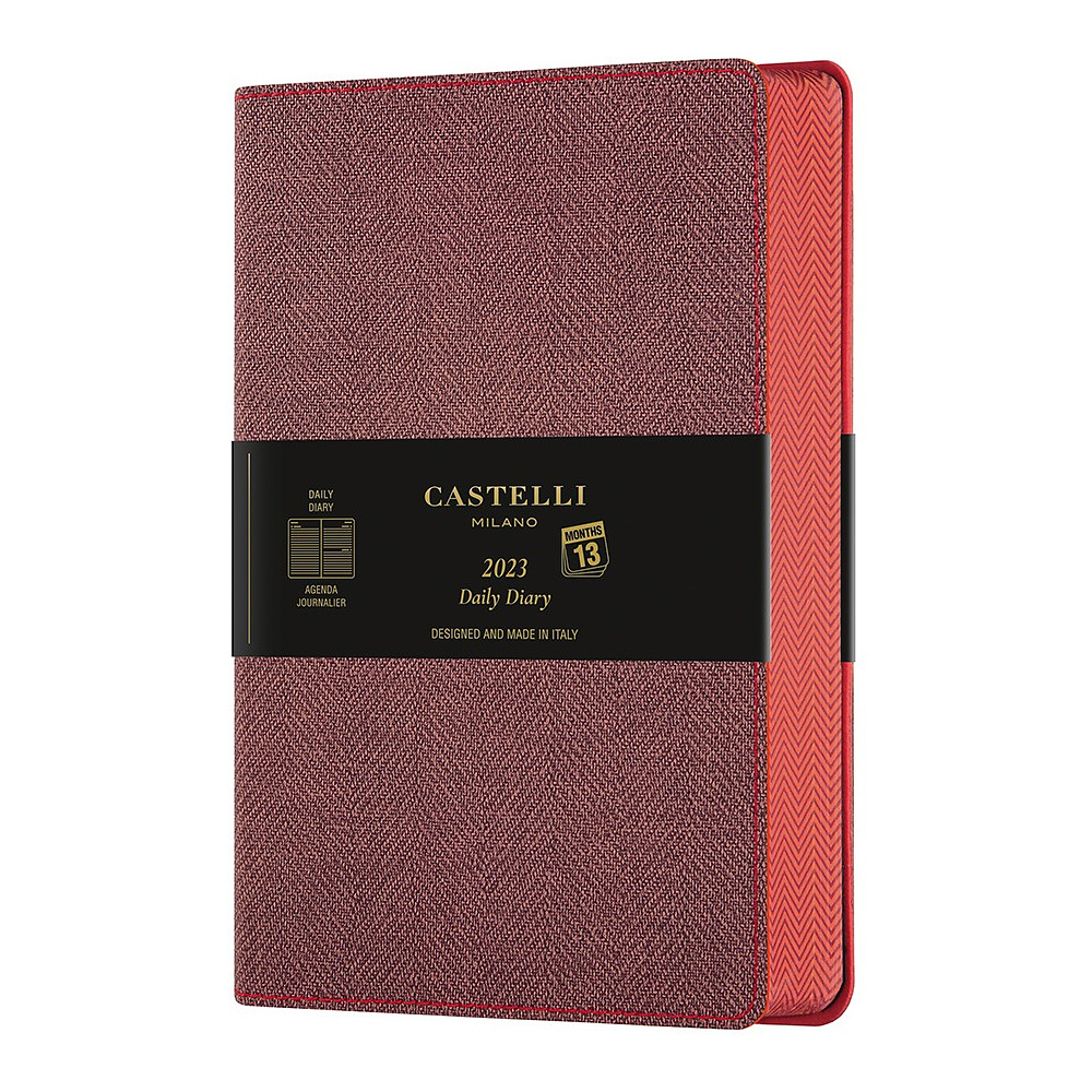 Ежедневник датированный Castelli Milano "Harris Maple Red" на 2024 год, A5, 384 страницы, линованный, кленово-красный