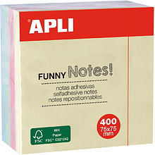 Бумага для заметок на клейкой основе "Funny notes", 75x75 мм, 400 листов, ассорти пастель