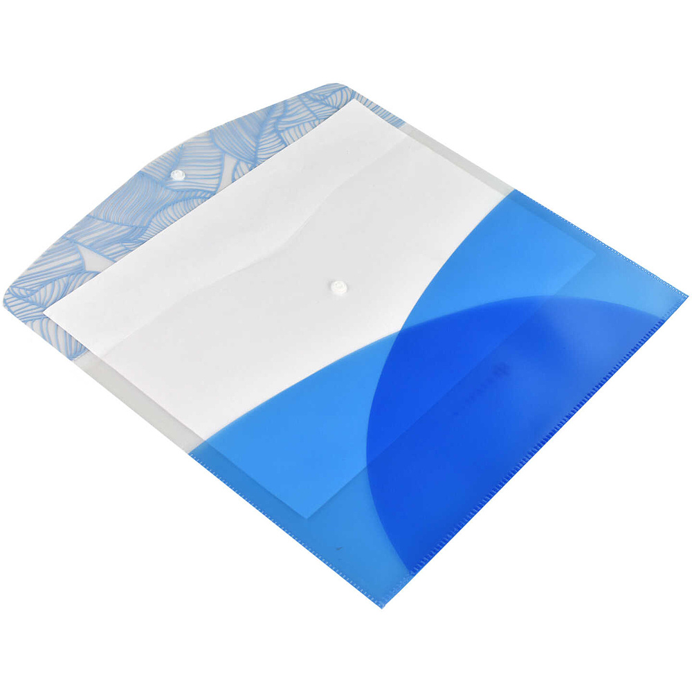 Папка-конверт на кнопке "Голубые листья", А4, голубой - 2