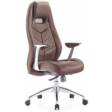 Кресло для руководителя "Бюрократ ZEN", кожа, алюминий, коричневый