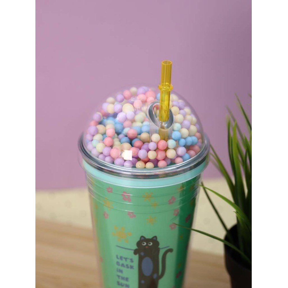 Кружка термическая "Тамблер. Kitty sun", 450 мл., пластик, с подсветкой, зеленый - 5