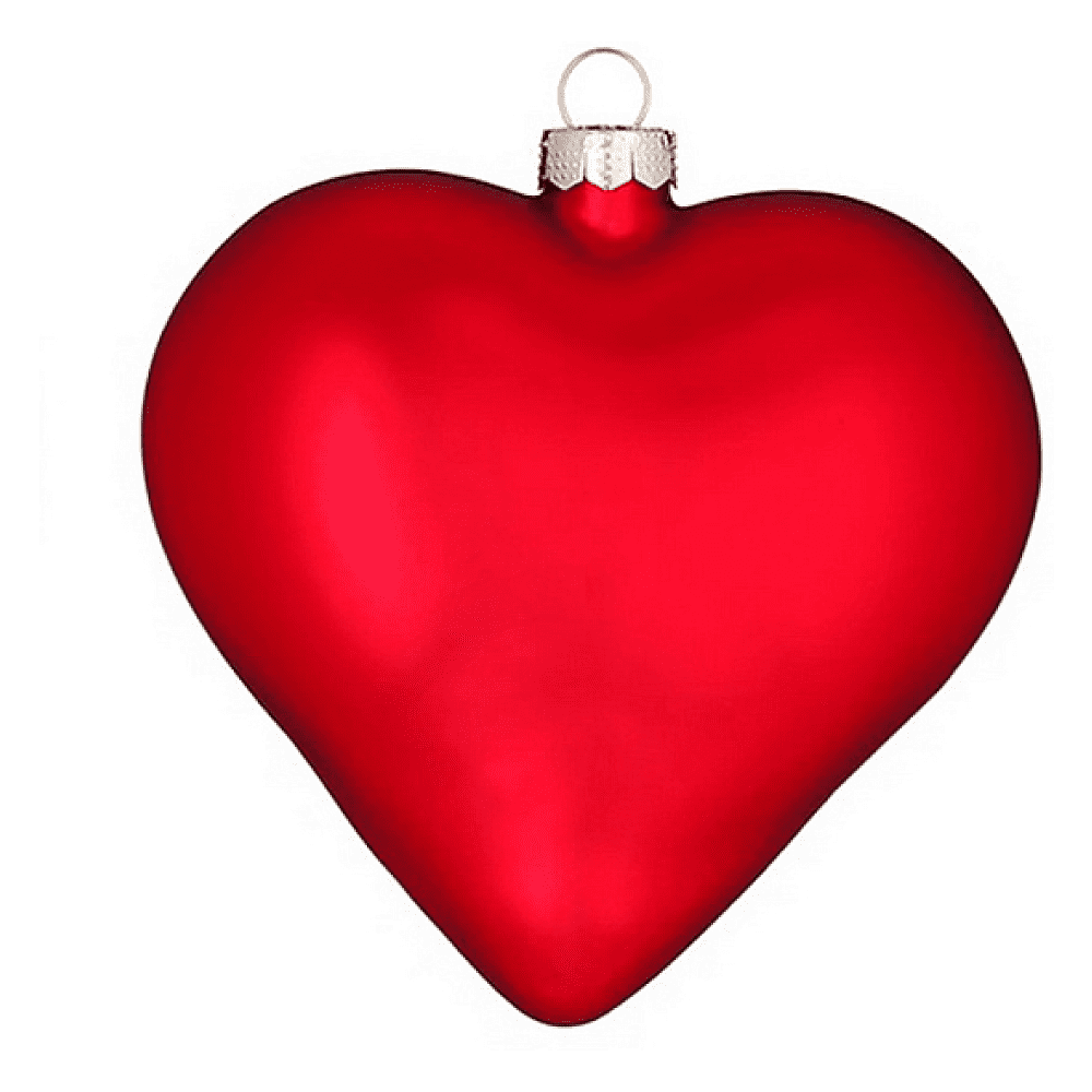 Украшение елочное "Сердце", 8 см, стекло, красный, матовый