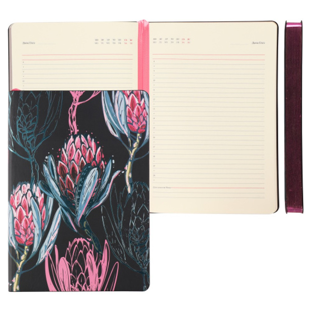 Ежедневник недатированный "FIORENZO Protea", A5, 168 листов, черный, срез розовый