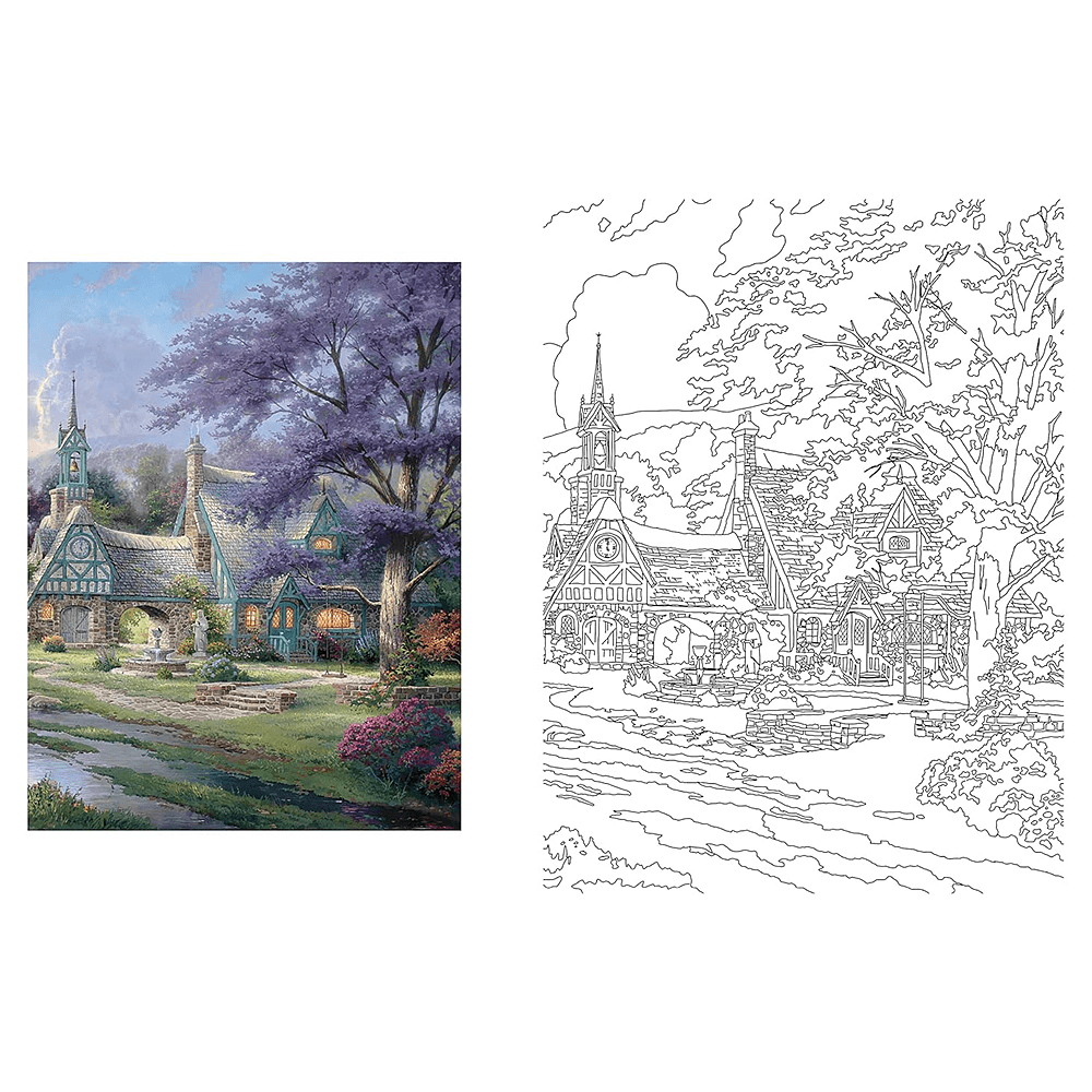 Раскраска на английском языке "Thomas Kinkade. Painter of Light. Posh. Coloring Book" - 5