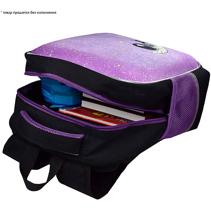 Рюкзак школьный "Девочка на луне", черный, фиолетовый - 7