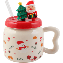 Кружка керамическая "Новый год", 450 мл, с крышкой, ассорти