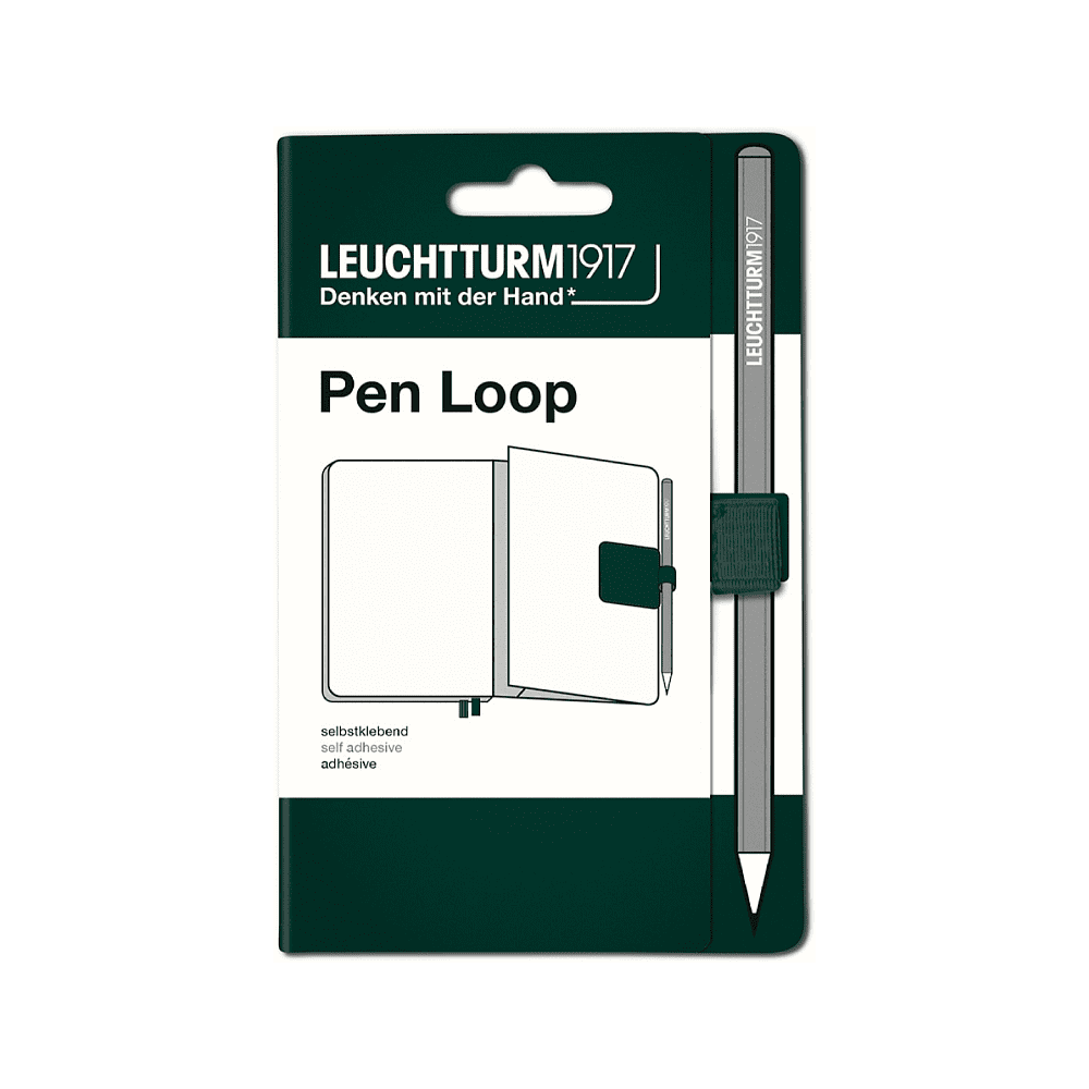 Петля для ручки "Leuchtturm1917. Pen Loop Smooth Colours", 4х4 см, самоклеящаяся для блокнота, зеленый лес