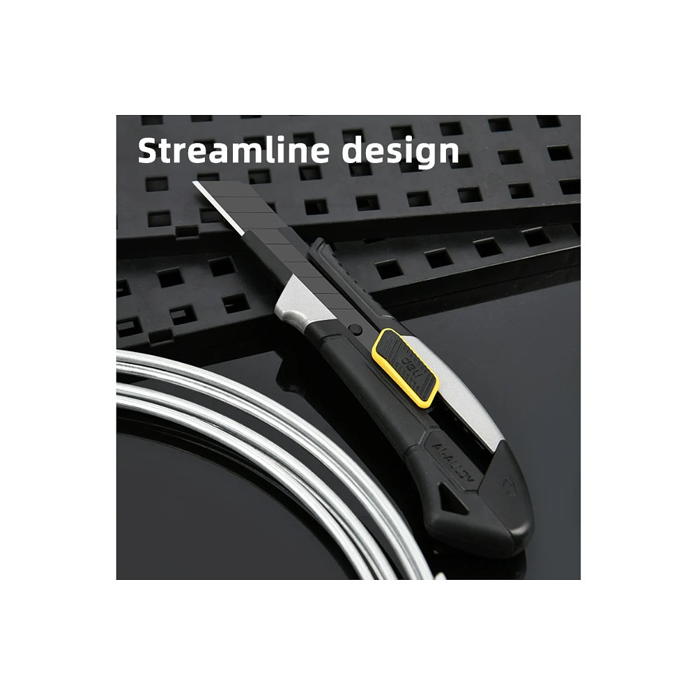 Нож строительный Deli YS EDL4256, 18 мм, корпус из алюминиевого сплава, прорезиненная рукоятка, автоблокировка - 7