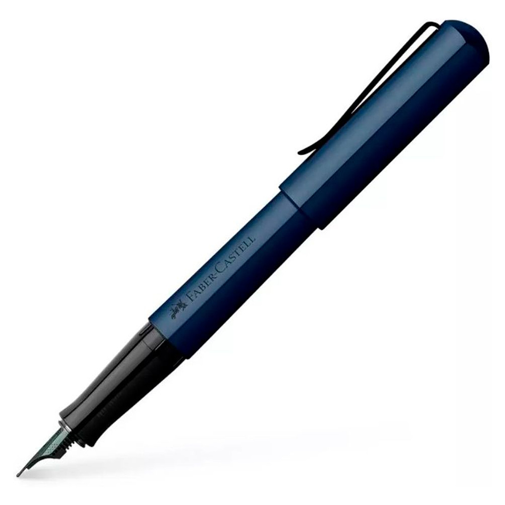 Ручка перьевая "Hexo Blue", F, матовый синий, патрон черный