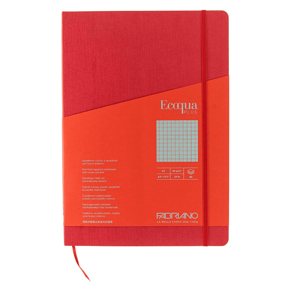 Блокнот "Fabriano. Ecoqua Plus", А4, 80 листов, клетка, красный