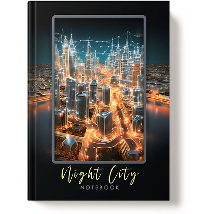 Книга записная "Night city", А4, 200 страниц, клетка, черный