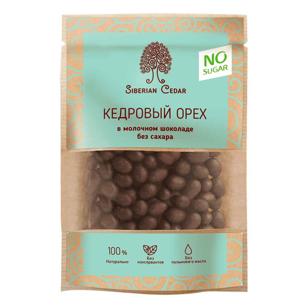 Конфеты "Сибирский кедр", ядро кедрового ореха в молочном шоколаде без сахара, 60 гр.