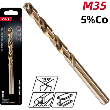 Сверло по металлу Deli RS EDH-MHZ095-E2, 9.5 мм, DIN 338, HSCo 5% - 2 Сверло по металлу Deli RS EDH-MHZ095-E2, 9.5 мм, DIN 338, HSCo 5% - 2