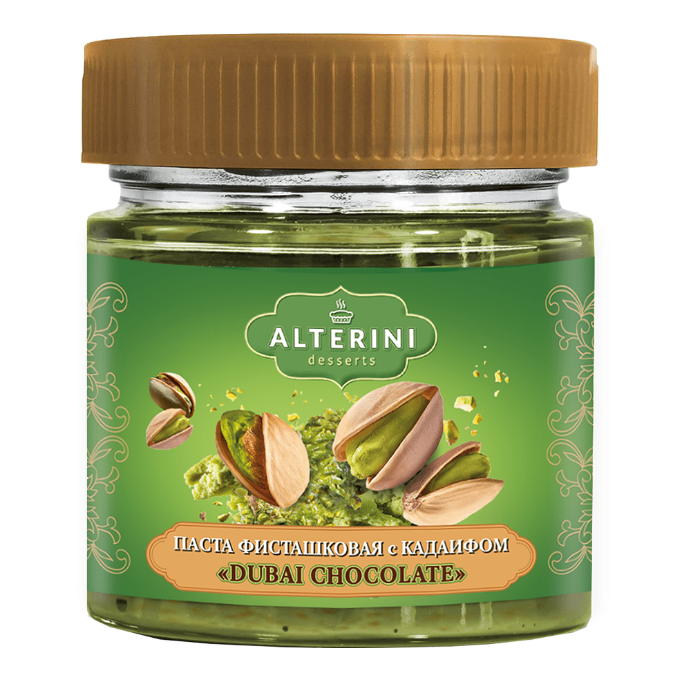 Паста "Dubai Chocolate", фисташковая с кадаифом, 200 г  Паста "Dubai Chocolate", фисташковая с кадаифом, 200 г