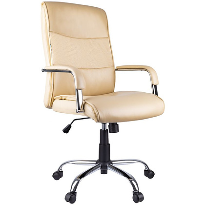Кресло для руководителя Helmi "HL-E03 Accept", экокожа, металл, бежевая