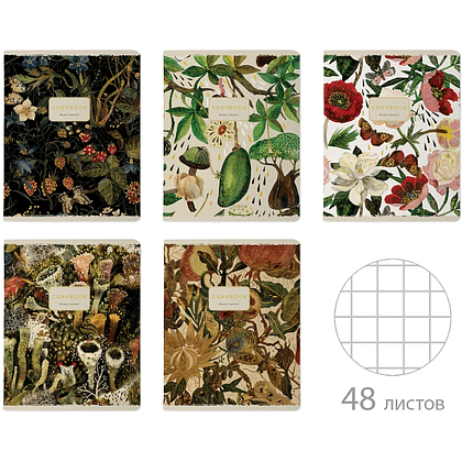 Тетрадь "Flora", A5, 48 листов, клетка, ассорти
