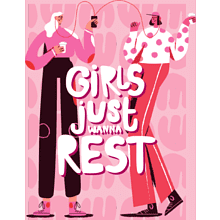 Скетчбук "Girls just wanna rest", 80 листов, нелинованный, розовый