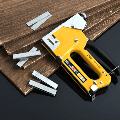 Степлер скобозабивной Deli EDL238401, 4-в-1 + скоба, желтый - 3