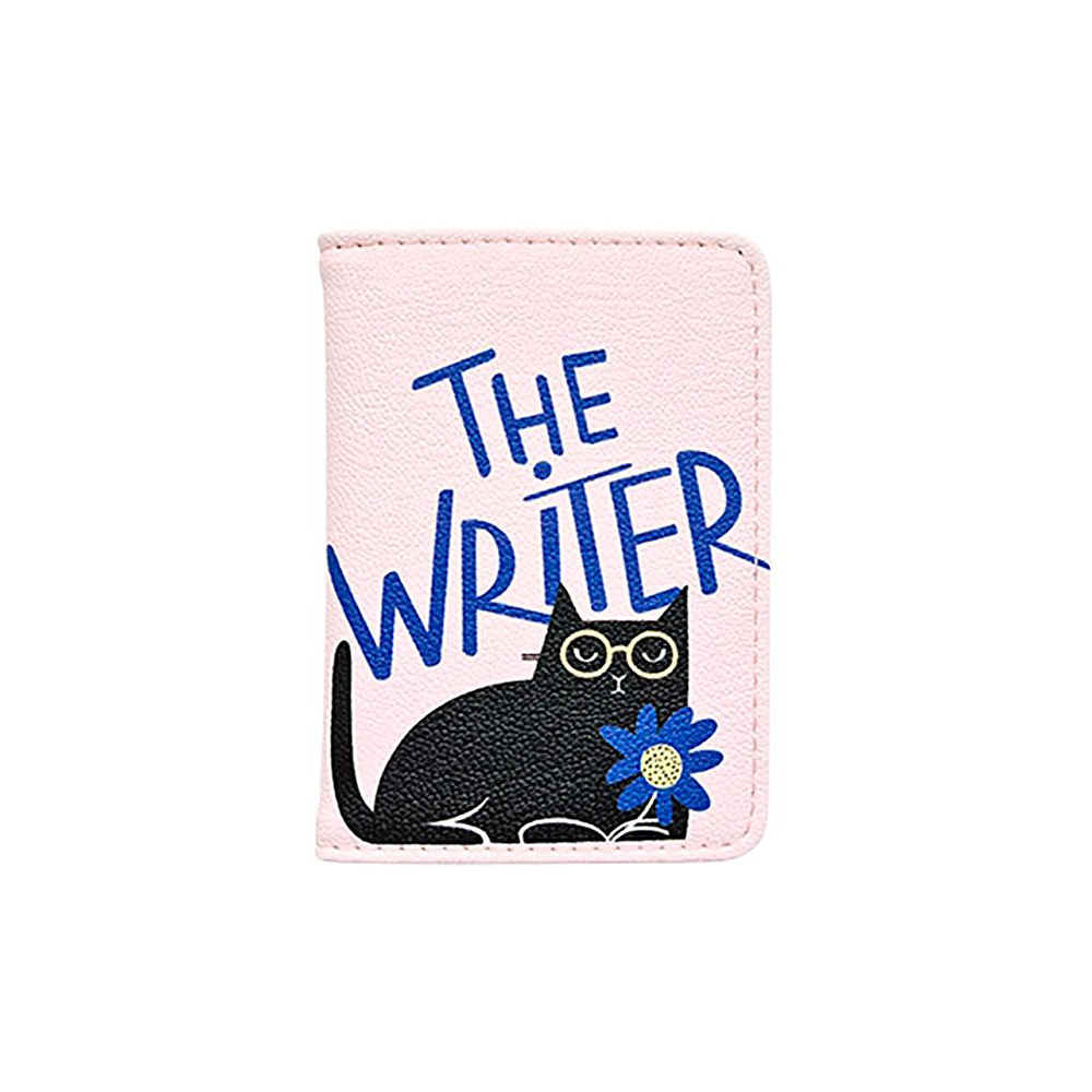Обложка для проездного билета "Writer кот", розовый