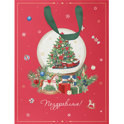 Пакет бумажный подарочный "New Years Joy", 14х19х9 см, ассорти - 6