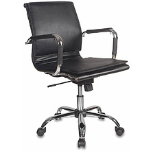 Кресло для руководителя "Бюрократ CH-993" низкая спинка, кожзам, хром, черный