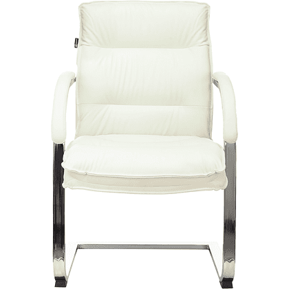 Кресло на полозьях "Бюрократ T-9927SL-LOW-V", натуральная кожа, слоновая кость, металл хром