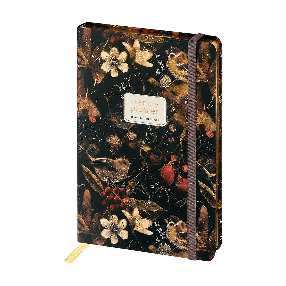 Еженедельник недатированный  "Fauna. Воробей", А5, 144 страницы, линейка, черный