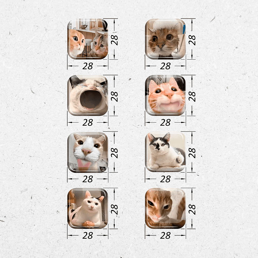 Набор наклеек объемных "Коты. Мемы", А6, 1 листов, 8 шт. - 2