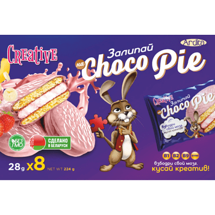 Печенье "Залипай на Choco Pie Креатив", со вкусом клубники и банана, 224 г