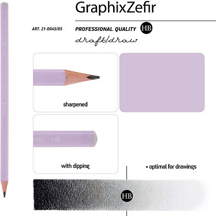 Карандаш простой "Graphix Zefir. Нежно-сиреневый", HB, 5 шт. - 3