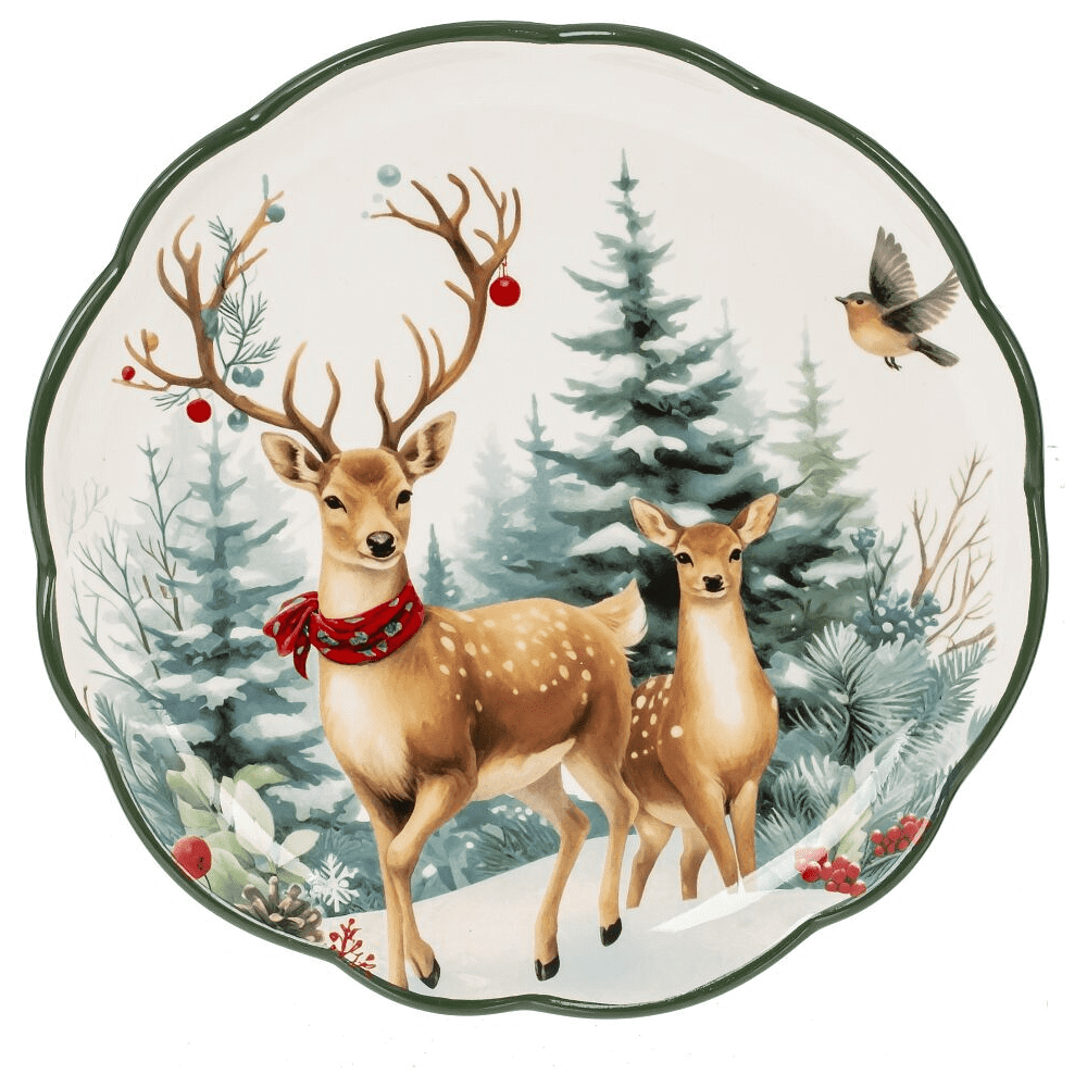 Тарелка керамическая "Олени", 24 см, разноцветный