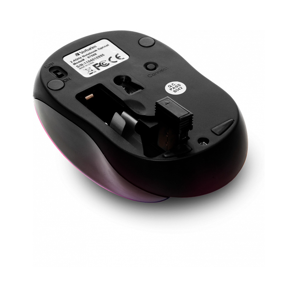 Мышь Verbatim 49043, беспроводная, 1600 dpi, 3 кнопки, розовый - 4