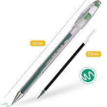 Ручка гелевая "Hi-Jell", 0,5 мм, прозрачный, стерж. зеленый
