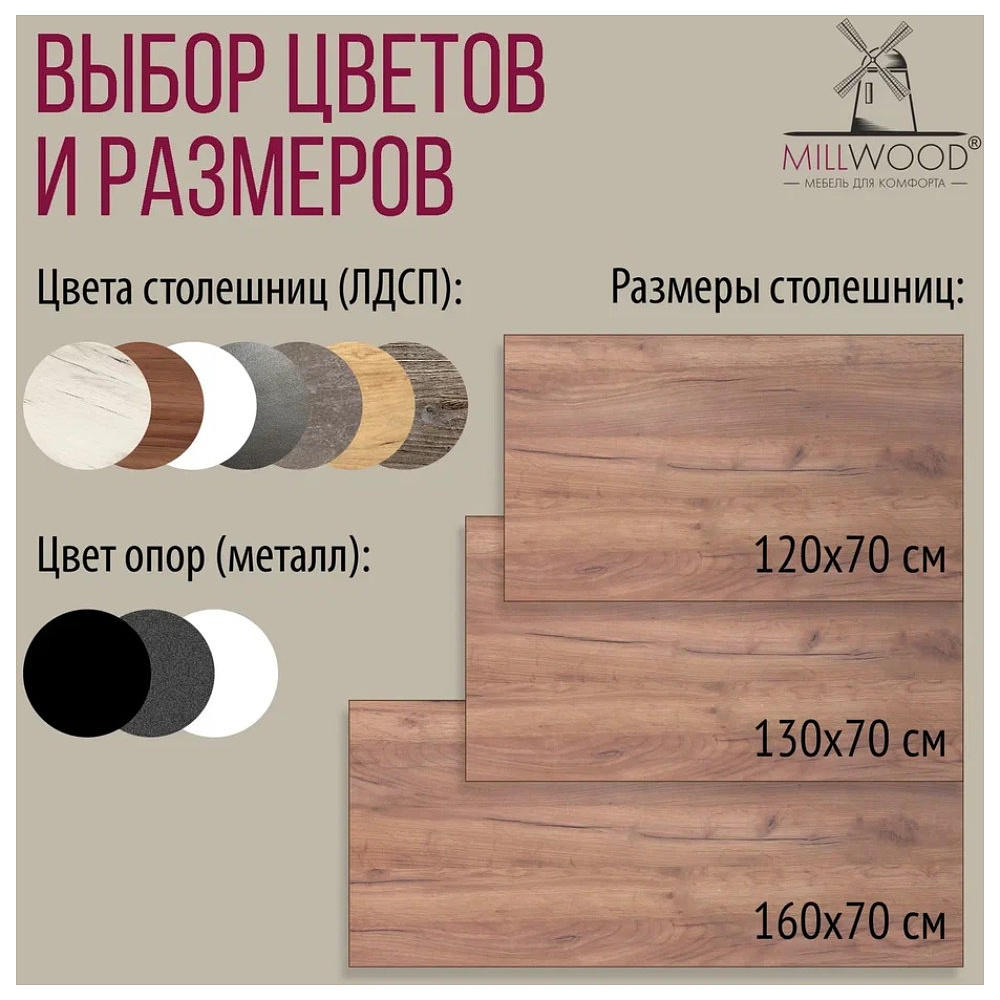 Стол письменный Millwood Лофт Сиэтл (ДТ-5), 1600х700 мм, дуб табачный крафт, черный - 10