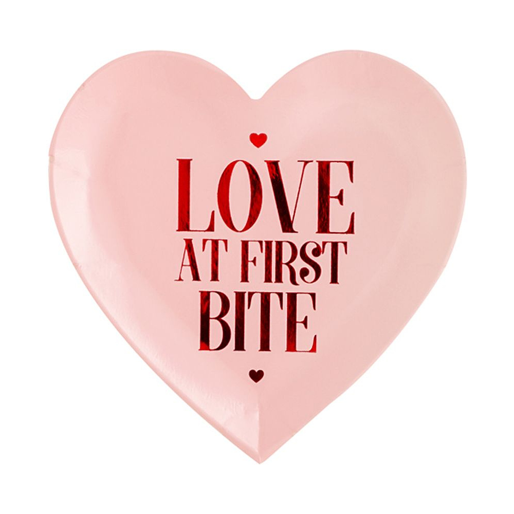 Тарелка бумажная "Love at first bite", 18.5 см, 6 шт, розовый