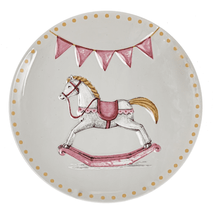 Тарелка керамическая "Лошадка", 25 см, белый, розовый