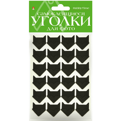 Наклейки-уголки "HobbyTime" для крепления фото, 24 шт, черный