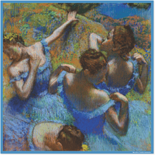 Платок "Голубые танцовщицы", Эдгар Дега, 90х90 см, искусственный шелк, разноцветный