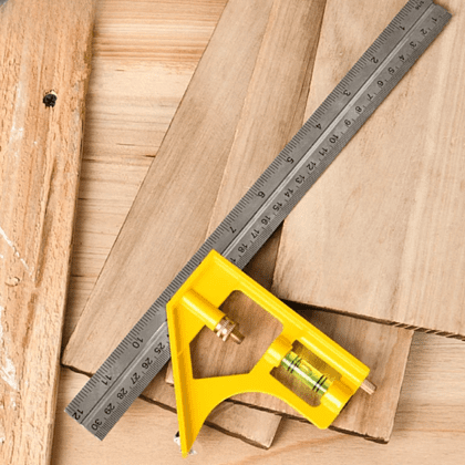 Линейка Deli EDL7300Y, с угольником и уровнем, металл, пластик, 30 см  - 3