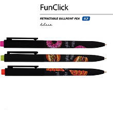 Ручка шариковая автоматическая "FunClick. Food in black", 0,7 мм, ассорти, стерж. синий