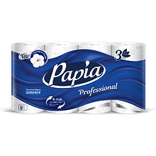 Бумага туалетная Papia Professional, 16,5 м, 3 слоя, 8 рулонов, 100% целлюлоза