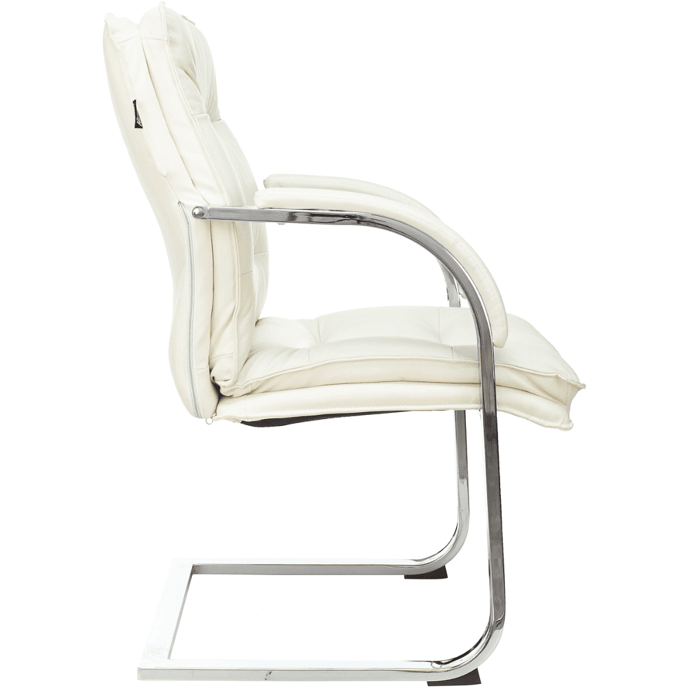 Кресло на полозьях "Бюрократ T-9927SL-LOW-V", натуральная кожа, слоновая кость, металл хром - 3