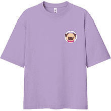 Футболка унисекс "Мопс. Dog love club", XS-S, хлопок, оверсайз, лавандовый