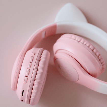 Наушники  беспроводные Miru "CAT EP-W10", Bluetooth, розовый  - 7