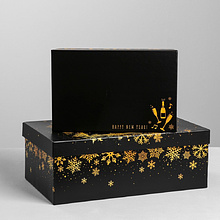Коробка подарочная "Золотой", 32.5x20x12.5 см, разноцветный