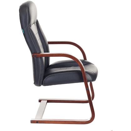 Кресло на полозьях Бюрократ "T-9923WALNUT-AV" натуральная кожа, дерево, черный - 3