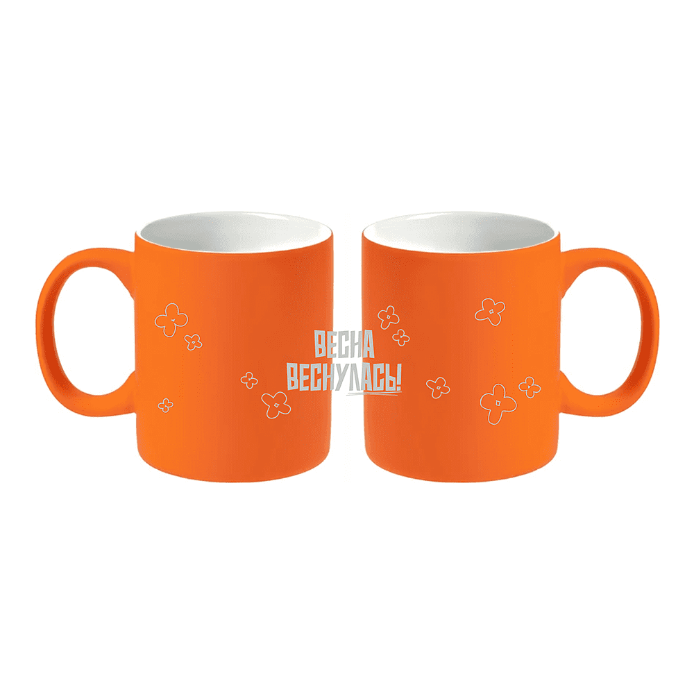 Кружка керамическая "Bonn Soft. Весна веснулась", 350 мл., софт-тач, оранжевый