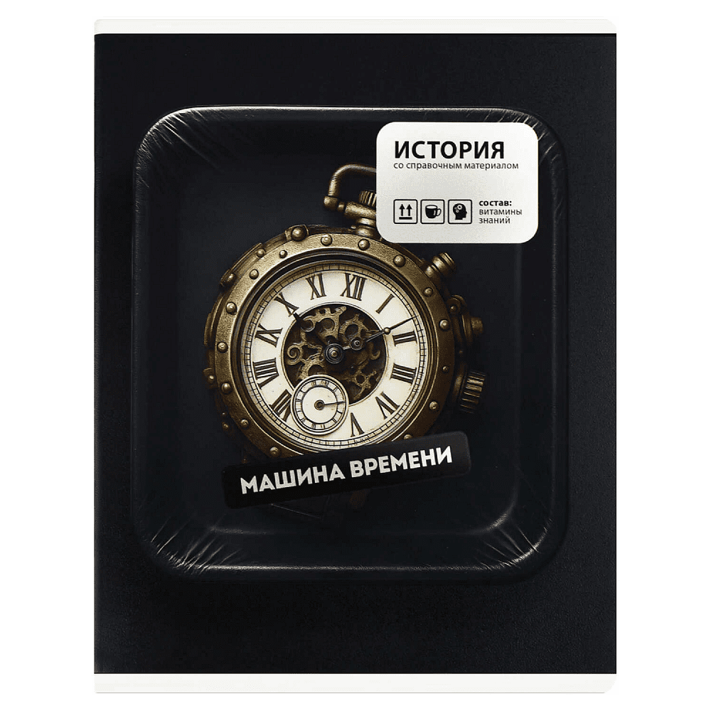 Тетрадь предметная "Машина времени. История", А5, 48 листов, клетка, черный