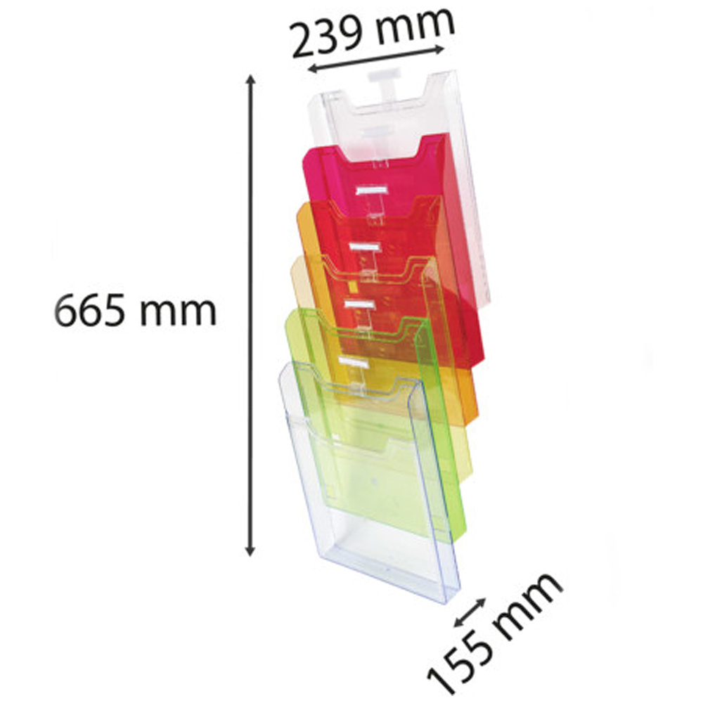 Модуль настенный "Exacompta", 6 отделений, вертикальный, прозрачный, разноцветный - 2