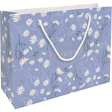 Пакет бумажный подарочный "Fleurs. Ромашки", 36х26х12 см, голубой